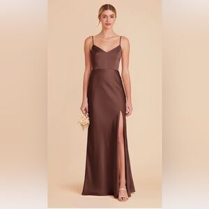 Birdy Grey Jay dress in matte satin chocolate brown